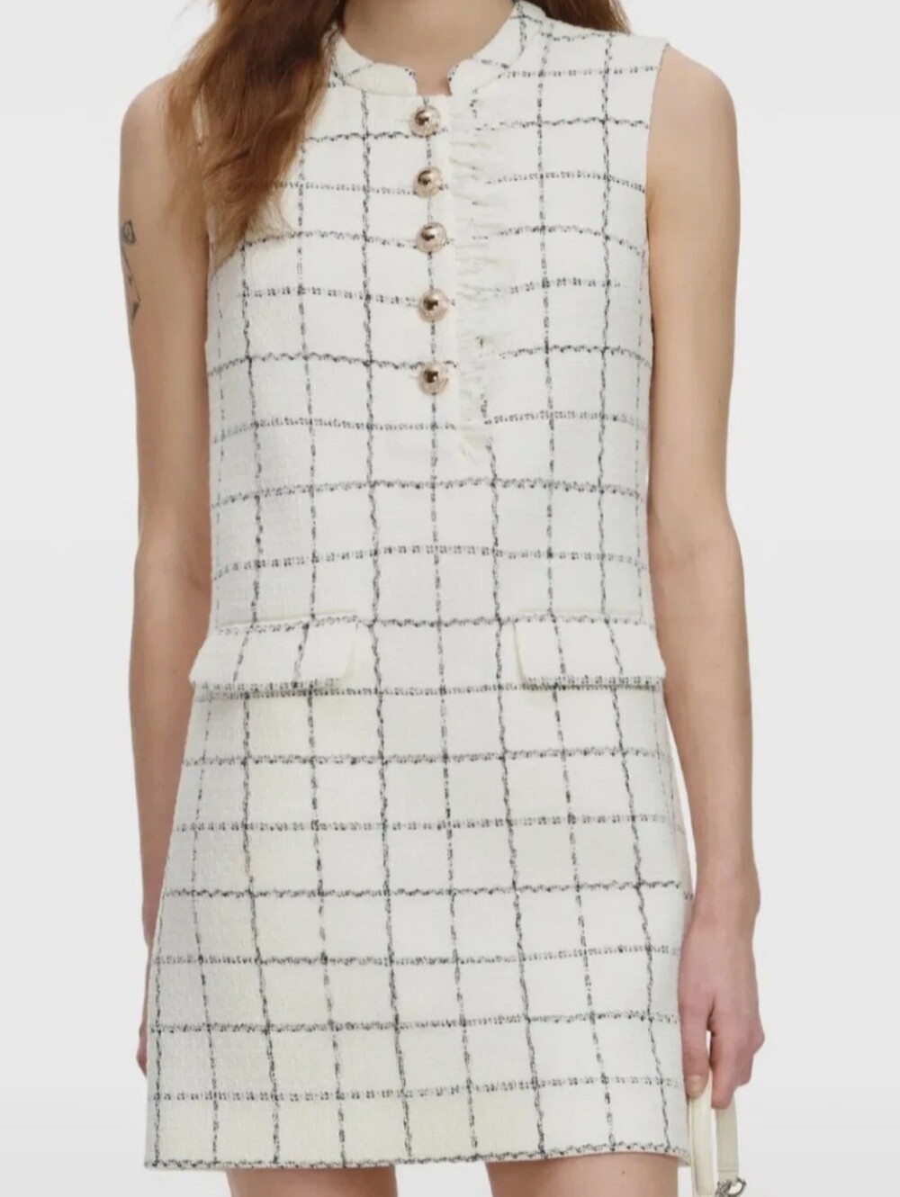 Self-Portrait Bloucle Lace Trim Tweed Dress